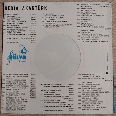 Bedia Akartürk – Konya Bülbülü / Silifkenin Yoğurdu 45LİK PLAK