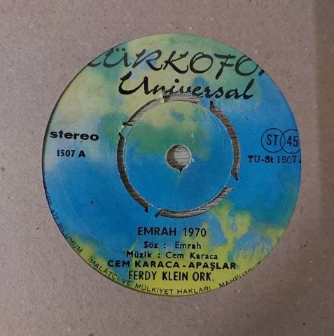 Cem Karaca & Apaşlar – Emrah 1970 / Karanlık Yollar 45LİK PLAK