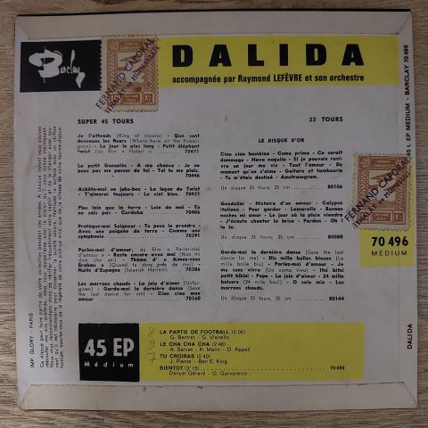 Dalida Accompagnée Par Raymond Lefèvre Et Son Orchestre – Tu Croiras 45LİK PLAK