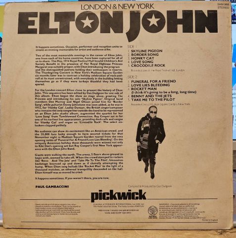Elton John – London & New York LP PLAK