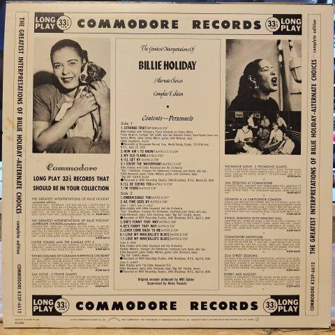 Billie Holiday – The Greatest Interpretations Of Billie Holiday - Alternate Choices - complete edition LP PLAK