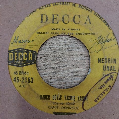 CAVİT DERİNGÖL - KADER BÖYLE YAZMIŞ YAZIMI 45LİK PLAK