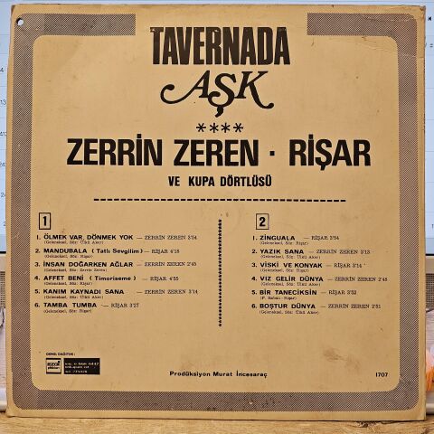Zerrin Zeren, Rişar Ve Kupa Dörtlüsü – Tavernada Aşk LP PLAK