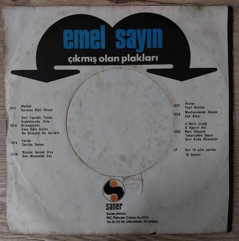 Emel Sayın – Dudaklarında Arzu / Bilemezsin Ki / Kara Kara Gözler / Ne Birleştik Ne Ayrıldık 45LİK PLAK