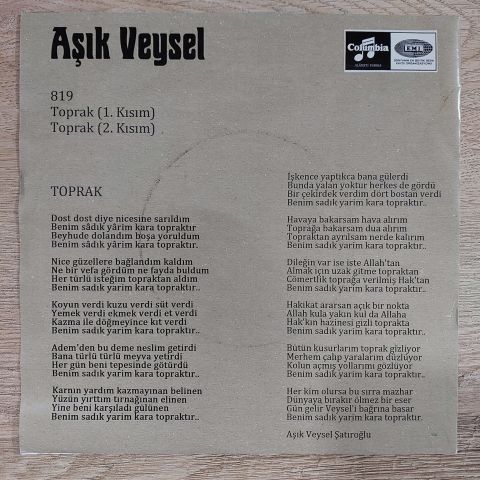 AŞIK VEYSEL - TOPRAK 45LİK PLAK