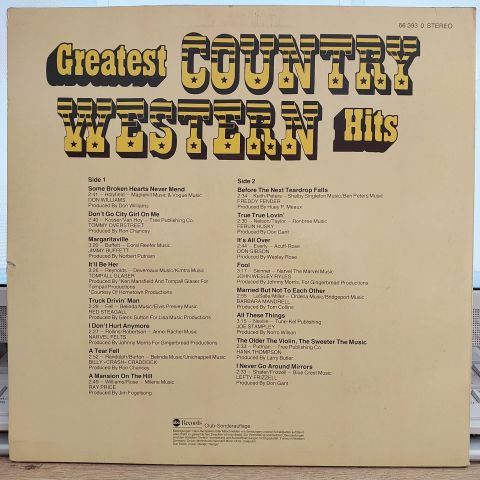 GREATEST COUNTRY &WESTERN HİTS LP PLAK