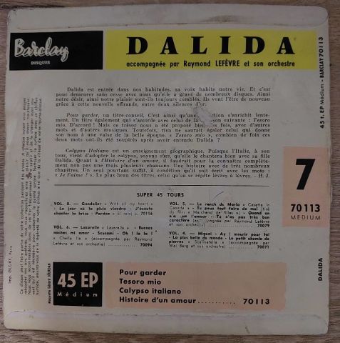 Dalida – 7 - Pour Garder 45LİK PLAK