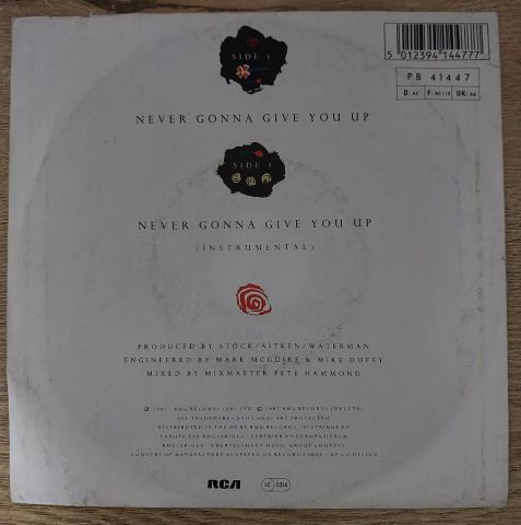 Rick Astley – Never Gonna Give You Up 45LİK PLAK
