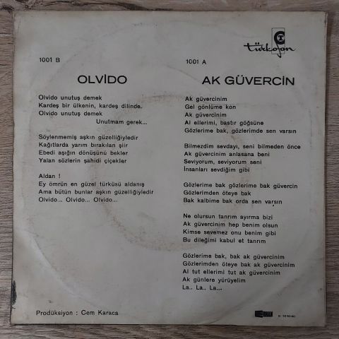 Ersen – Olvido / Ak Güvercin 45LİK PLAK