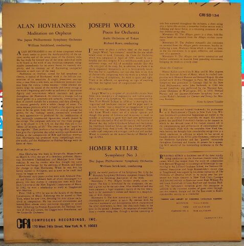 Alan Hovhaness, Homer Keller, Joseph Wood – Meditation On Orpheus / Symphony No. 3 / Poem For Orchestra LP PLAK