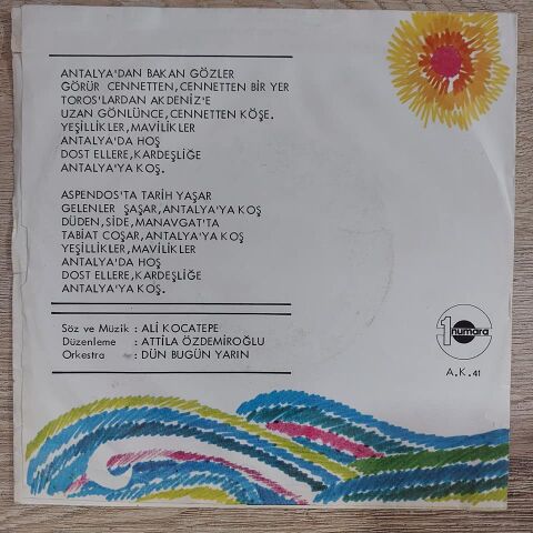 Ali Kocatepe, Ertan Anapa, Esmeray, Funda Anapa, Gökben, İlhan İrem, Seyyal Taner – Antalya'ya Koş 45LİK PLAK