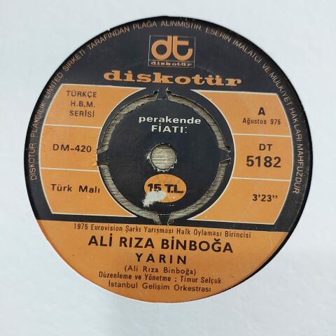 ALİ RIZA BİNBOĞA - YARINLARDA 45LİK PLAK