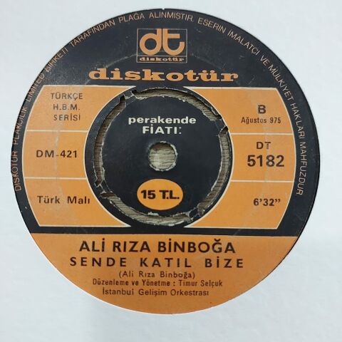 ALİ RIZA BİNBOĞA - YARINLARDA 45LİK PLAK