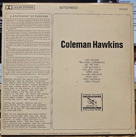 Coleman Hawkins – Coleman Hawkins LP PLAK