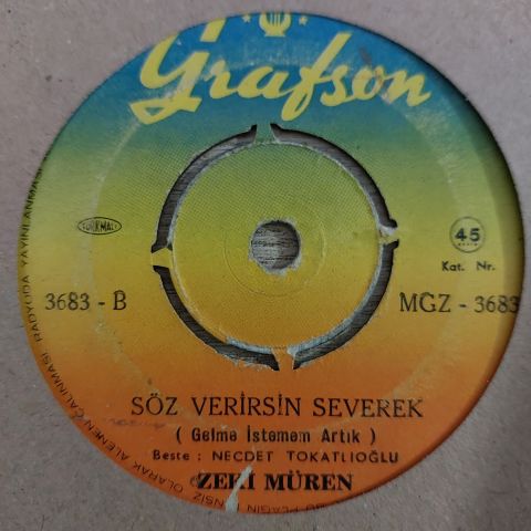 Zeki Müren – Gitmek Mi Zor Kalmak Mı Zor / Söz Verirsin Severek 45LİK PLAK