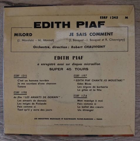 Edith Piaf – Milord 45LİK PLAK
