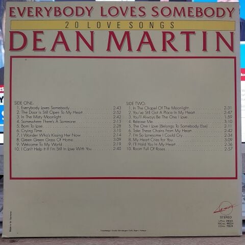 Dean Martin – Everybody Loves Somebody (20 Love Songs) LP PLAK