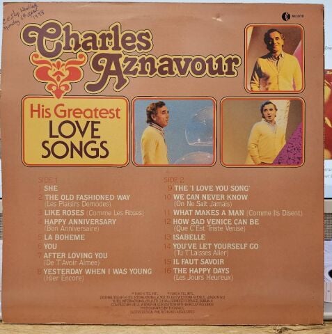 Charles Aznavour – His Greatest Love Songs LP PLAK