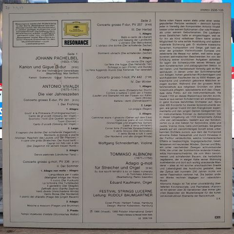 Vivaldi* / Albinoni* / Pachelbel*, Wolfgang Schneiderhan, LP PLAK