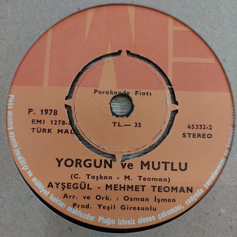 AYŞEGÜL - MEHMET TEOMAN - HASTANE45LİK PLAK