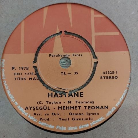 AYŞEGÜL - MEHMET TEOMAN - HASTANE45LİK PLAK