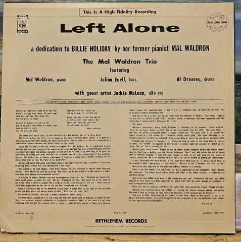 Mal Waldron – Left Alone - Plays Moods Of Billie Holiday LP PLAK