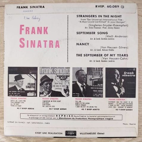 Frank Sinatra – Strangers In The Night 45LİK PLAK