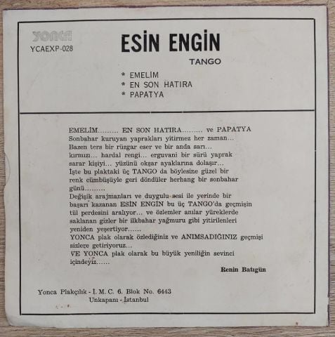 Esin Engin – Tango 45LİK PLAK