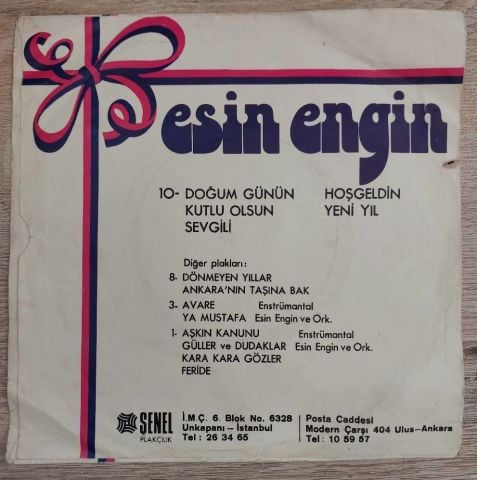 Esin Engin – Doğum Günün Kutlu Olsun Sevgili / Hoşgeldin Yeni Yıl 45LİK PLAK