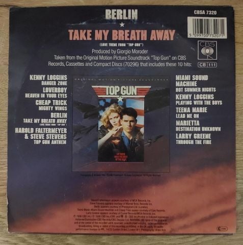 Berlin – Take My Breath Away (Love Theme From ''Top Gun'') 45LİK PLAK