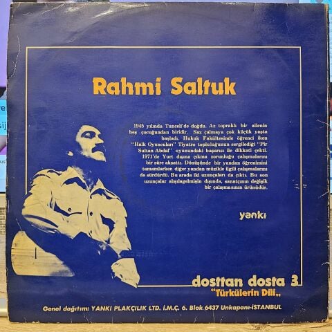 Rahmi Saltuk – Dosttan Dosta 3 ''Türkülerin Dili'' LP PLAK