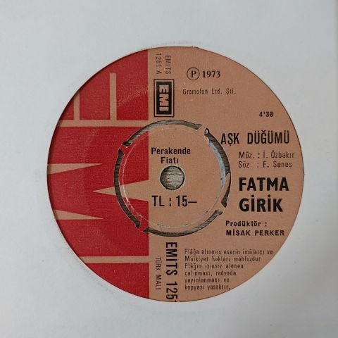 Fatma Girik – Aşk Düğümü / Su Sızmazdı Aramızdan 45LİK PLAK
