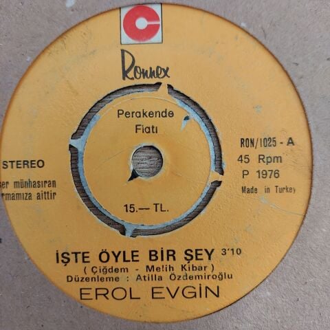 Erol Evgin – İşte Öyle Bir Şey / Sevdan Olmasa 45LİK PLAK