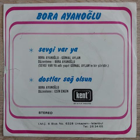 Bora Ayanoğlu – Sevgi Var Ya / Dostlar Sağolsun 45LİK PLAK