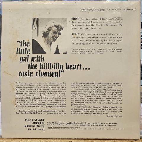 Rosemary Clooney – Rosemary Clooney Sings Country Hits From The Heart LP PLAK