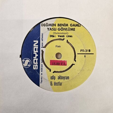 Edip Akbayram & Dostlar – Değmen Benim Gamlı Yaslı Gönlüme / Yakar İnceden İnceden 45LİK PLAK