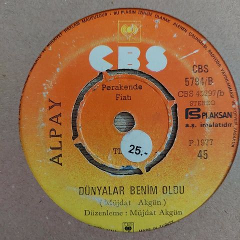 Alpay – Aynı Yolun Yolcusu - Dünyalar Benim Oldu 45LİK PLAK