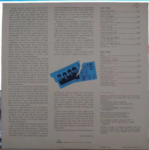 The Beatles – The Beatles At The Hollywood Bowl LP PLAK