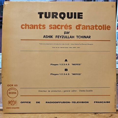 Aşık Feyzullah Çınar – Turquie: Chants Sacrés D'Anatolie LP PLAK