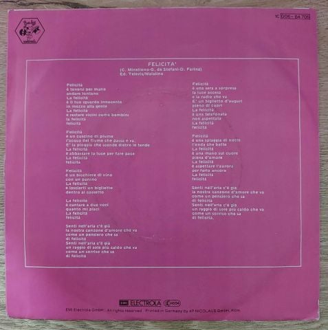 Al Bano E Romina Power* – Felicità 45LİK PLAK