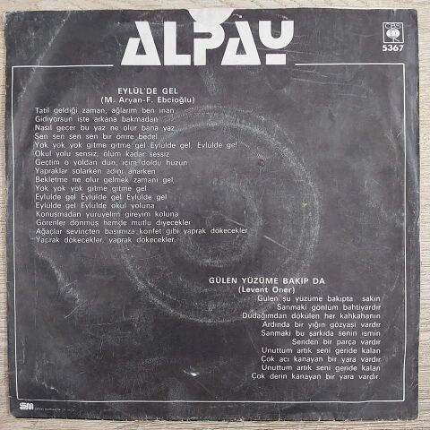 Alpay – Gülen Yüzüme Bakıp Da / Eylülde Gel 45LİK PLAK