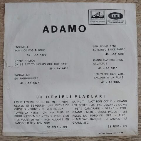 Adamo – Her Yerde Kar Var (Tombe La Neige) 45LİK PLAK