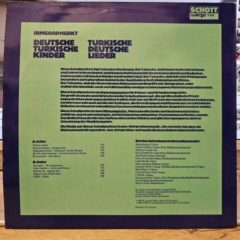 Irmgard Merkt – Deutsche Türkische Kinder - Türkische Deutsche Lieder LP PLAK