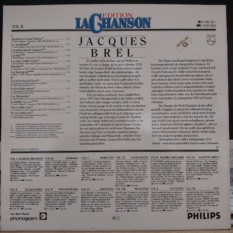 Jacques Brel – Edition La Chanson Vol. II LP PLAK
