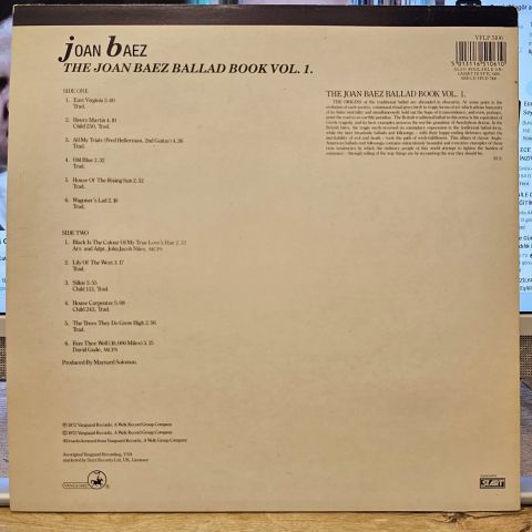 Joan Baez - The Joan Baez Ballad Book Vol 1. album cover More images LP PLAK