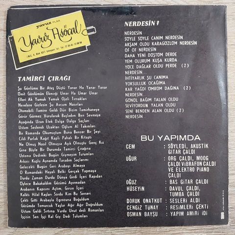 Cem Karaca – Tamirci Çırağı / Nerdesin 45LİK PLAK