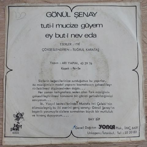 GÖNÜL ŞENAY - TUTİİ MUCİZE GUYEM 45LİK PLAK