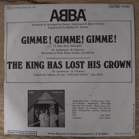 ABBA – Gimme Gimme Gimme 45LİK PLAK