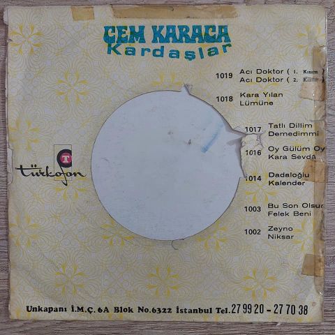 Cem Karaca – Tatlı Dillim / Demedim Mi 45LİK PLAK