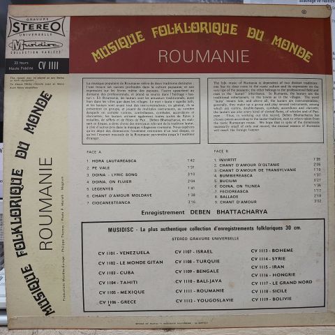 Deben Bhattacharya – Roumanie LP PLAK